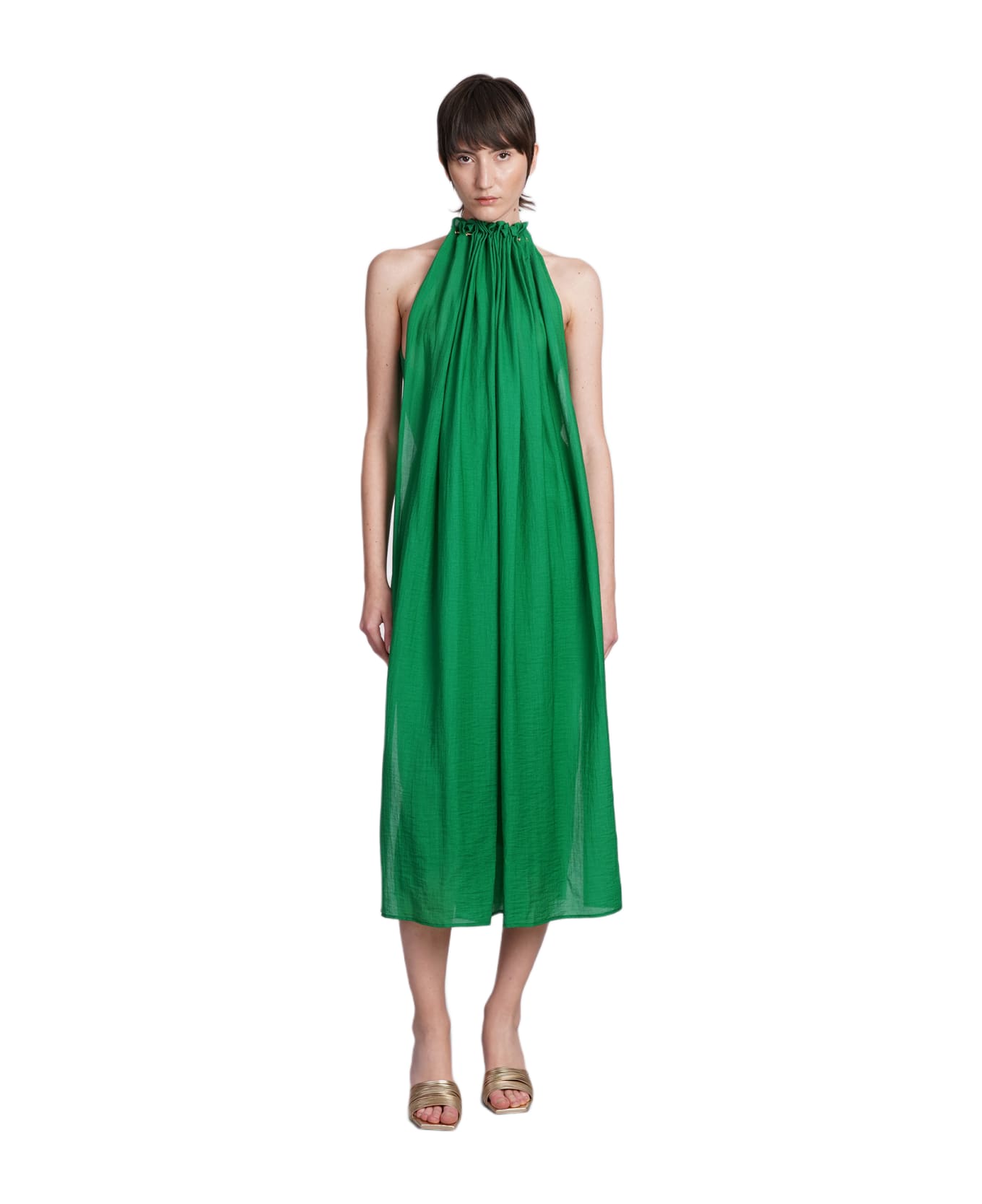 Cult Gaia Ree Dress In Green Wool And Polyester - green