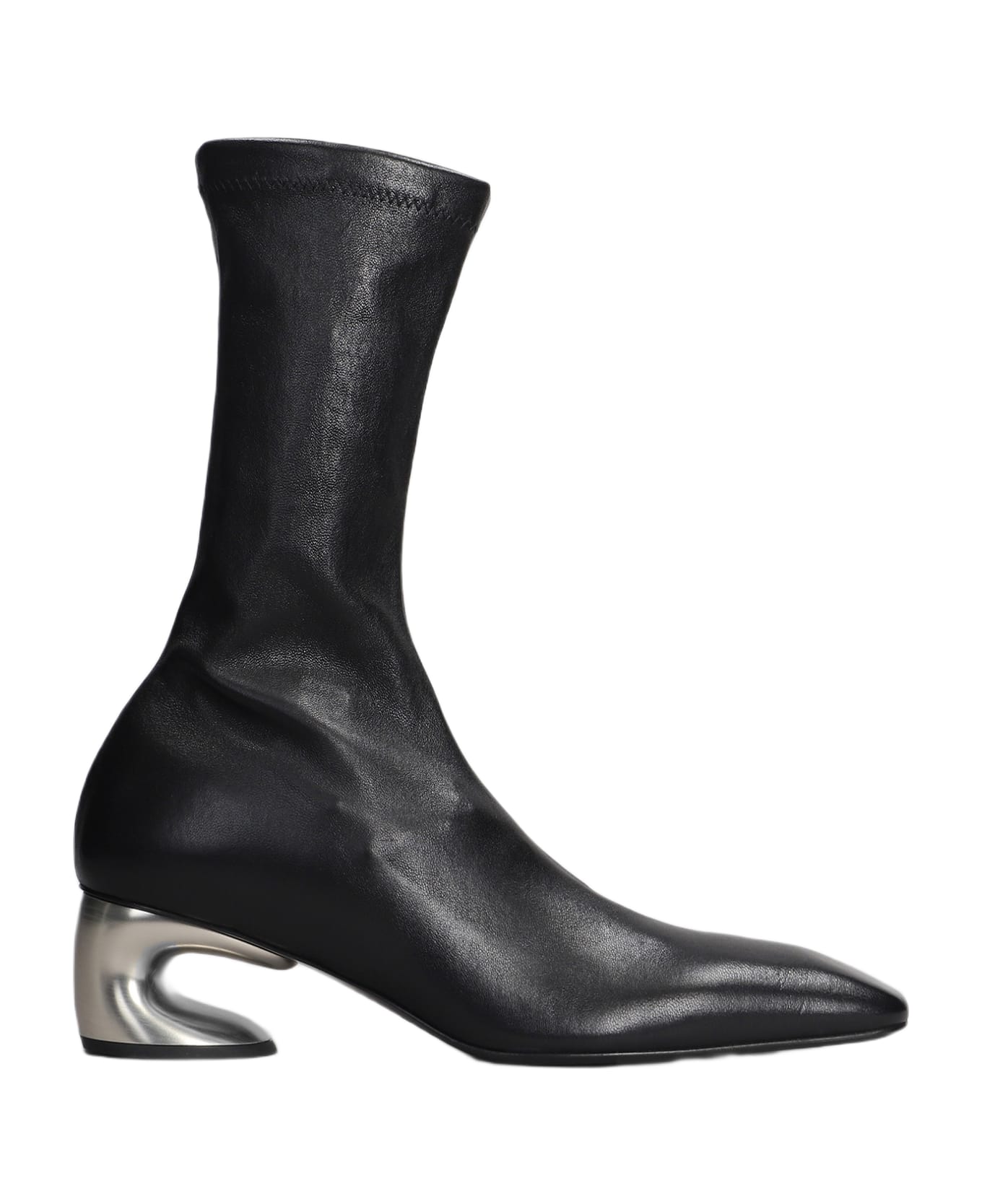 Jil Sander Low Heels Ankle Boots In Black Leather - black