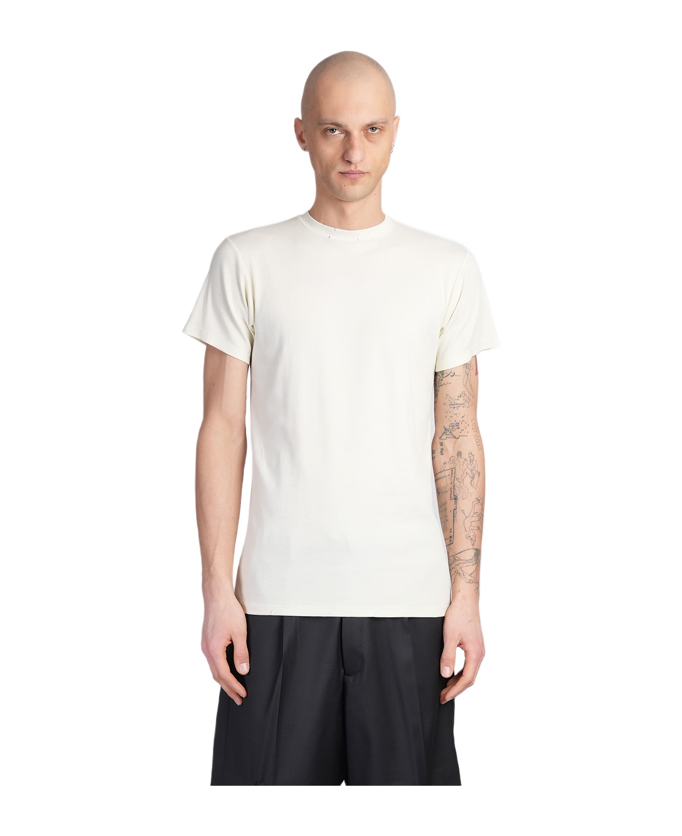 Paura Beru T-shirt In Beige Cotton - beige