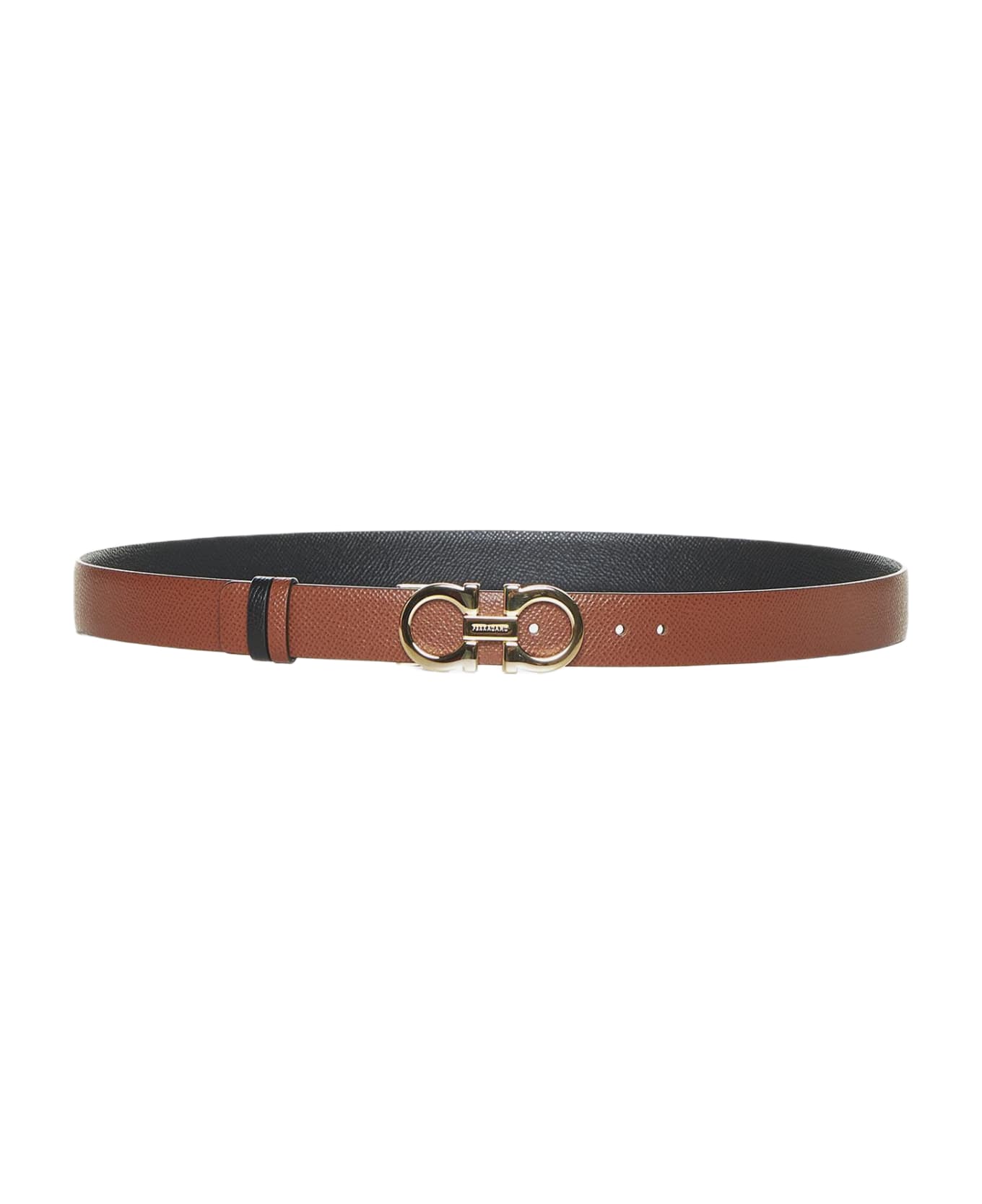 Ferragamo Gancini Reversible Leather Belt - BROWN