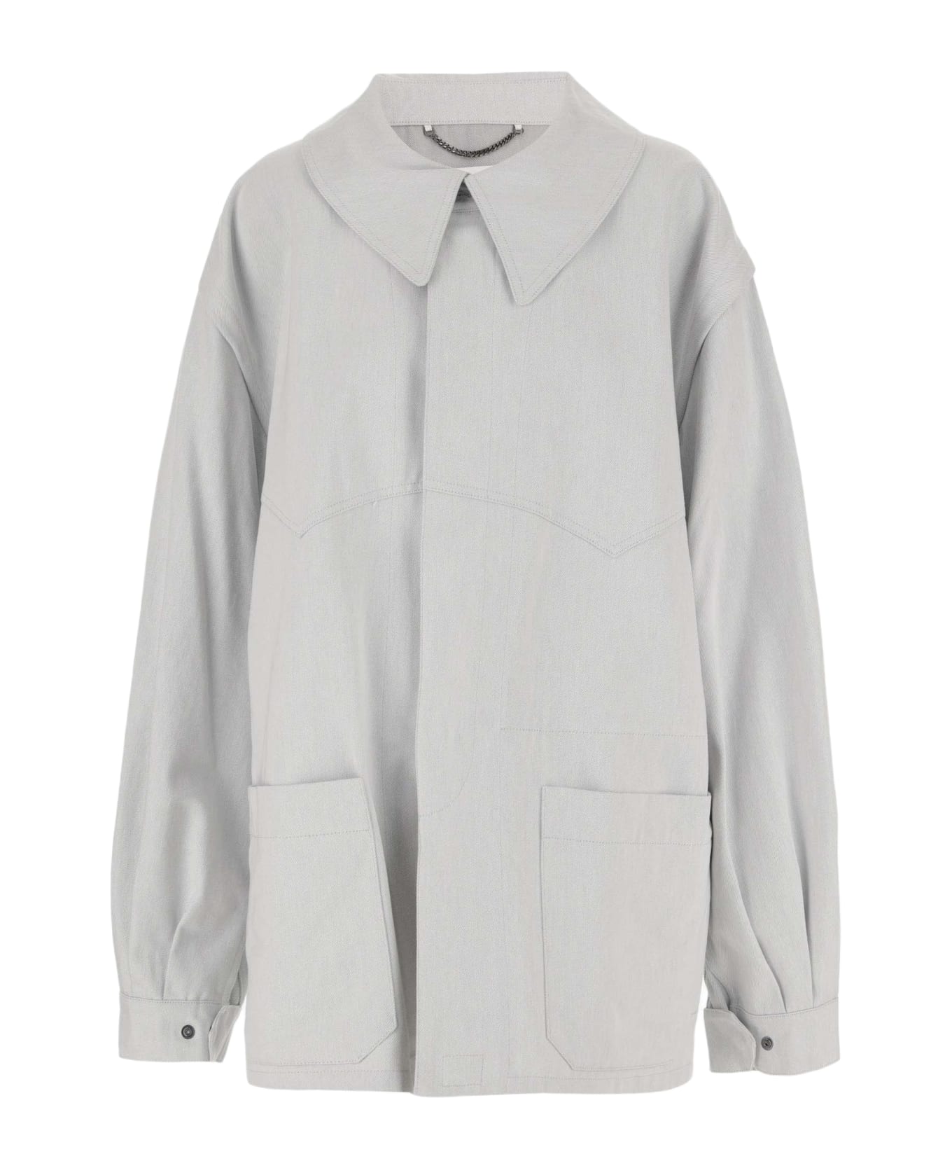 Maison Margiela Cotton Jacket With Oversize Collar - Light Grey コート