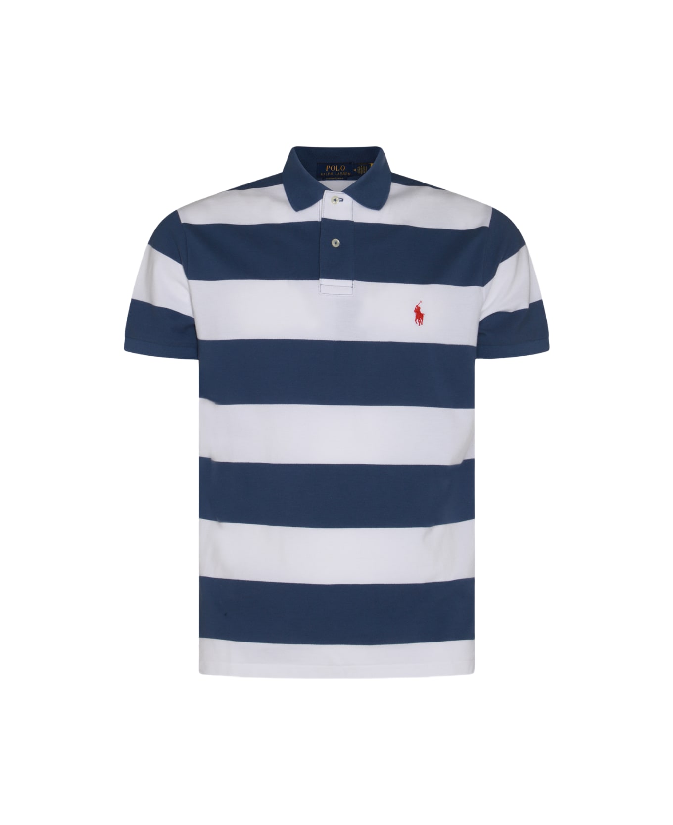 Polo Ralph Lauren White And Blue Cotton Polo Shirt - OLD ROYAL/WHITE