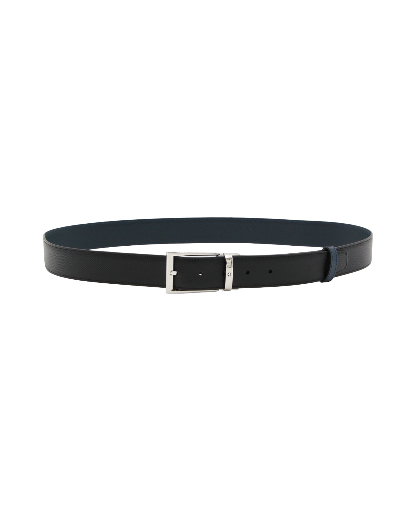 Montblanc Black And Silver Leather Belt