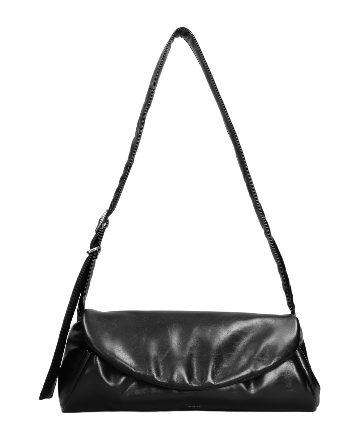 Jil Sander Cannolo Grande Shoulder Bag In Black Leather