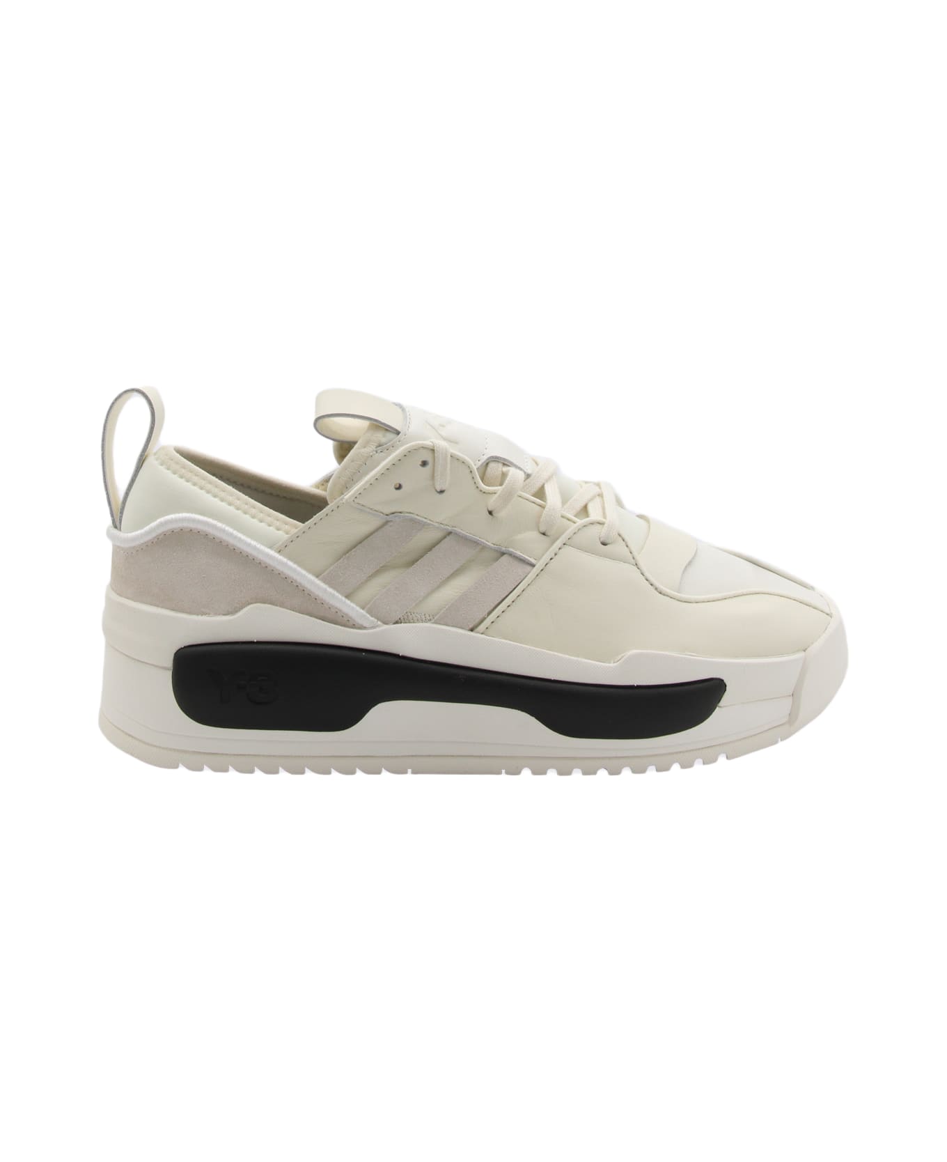 Y-3 Ivory Leather Rivalry Sneakers - CREAM WHITE/OFF WHITE/BLACK