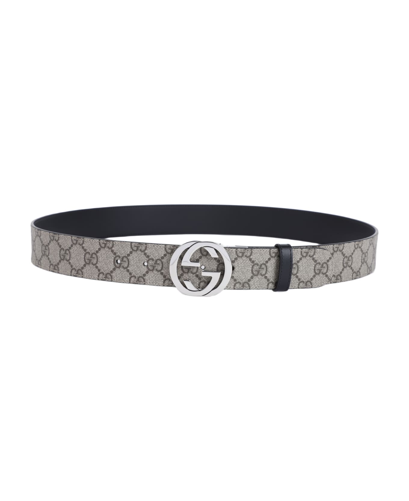 Gucci Reversible Belt With Gg - Beige Ebony