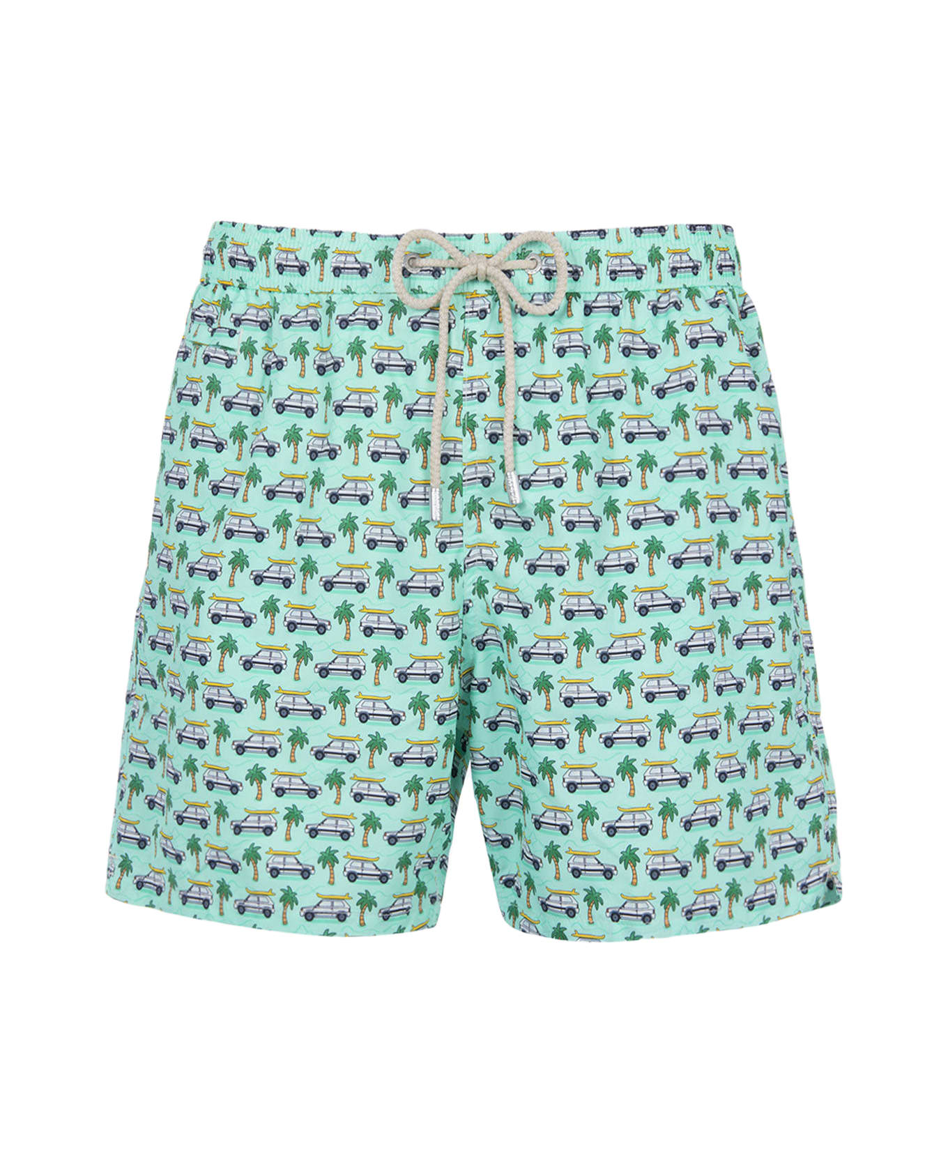 MC2 Saint Barth Man Lightweight Fabric Swim-shorts Lighting Micro Fantasy With Panda Print | Panda Special Edition - GREEN