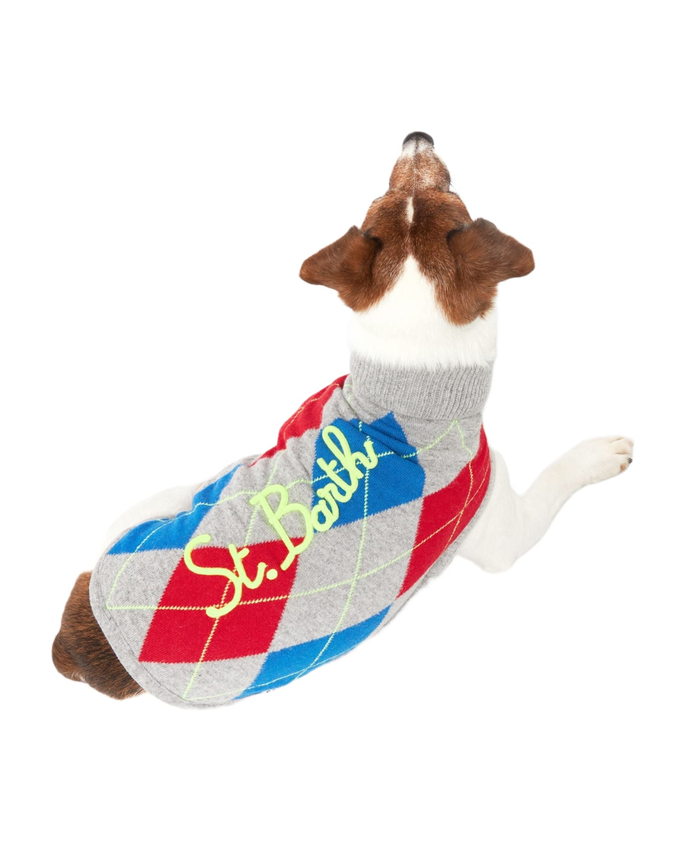 MC2 Saint Barth Dog Sweater With Argyle Print - GREY