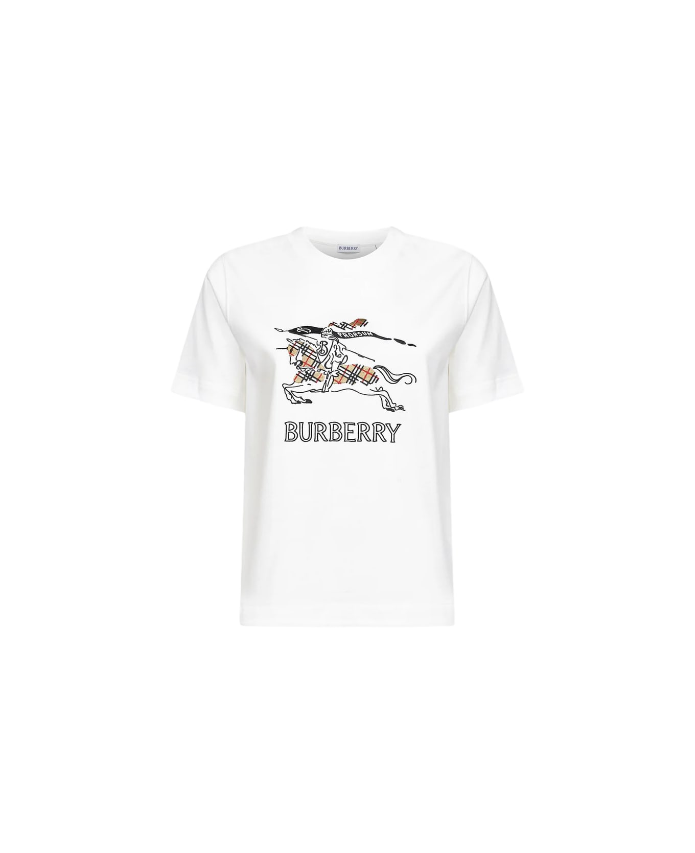Burberry White Cotton T-shirt - CHALK