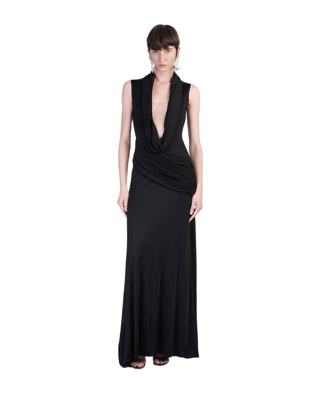 David Koma Long Dress In Black Acetate - black