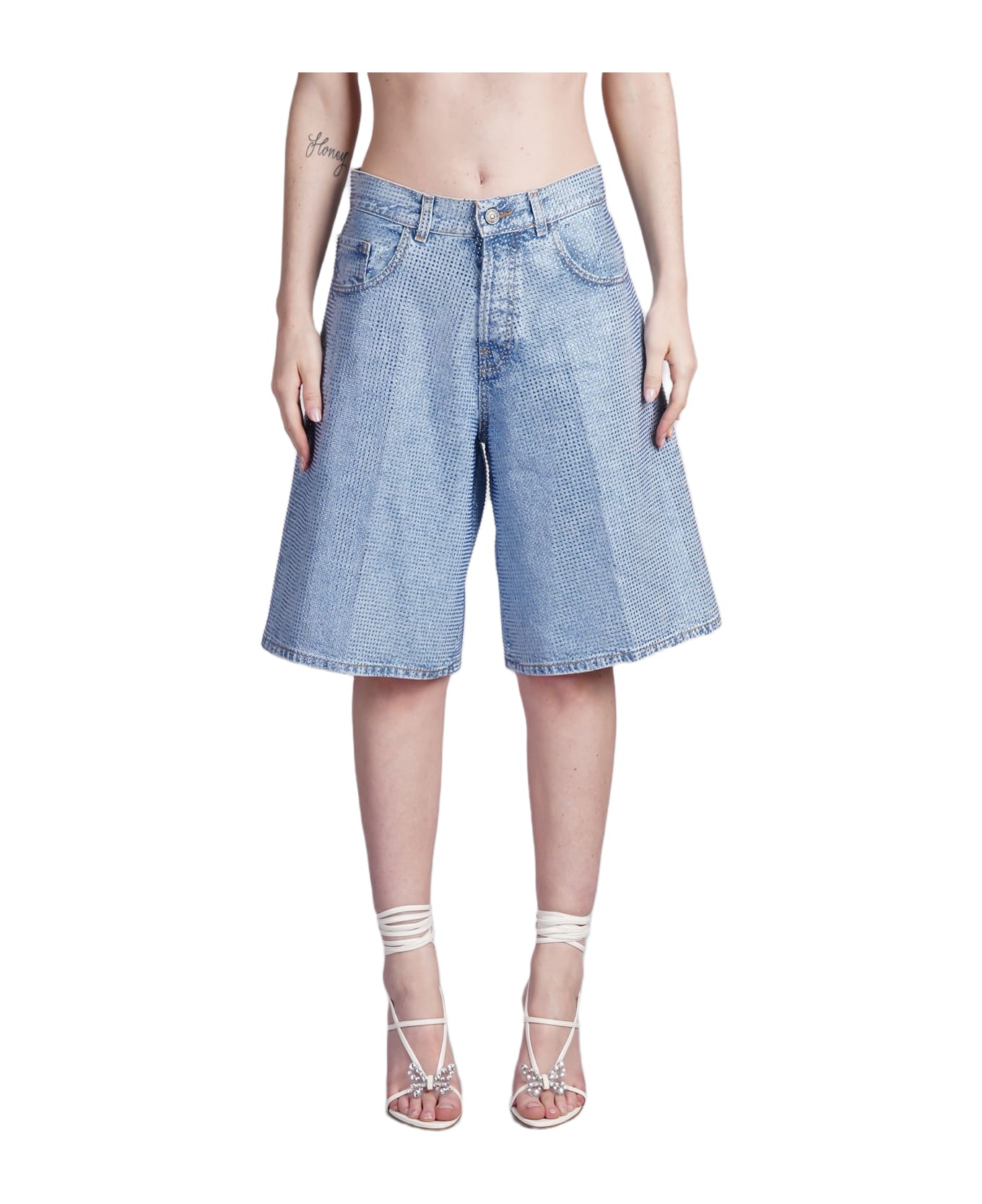Haikure Becky Shorts In Blue Cotton - blue