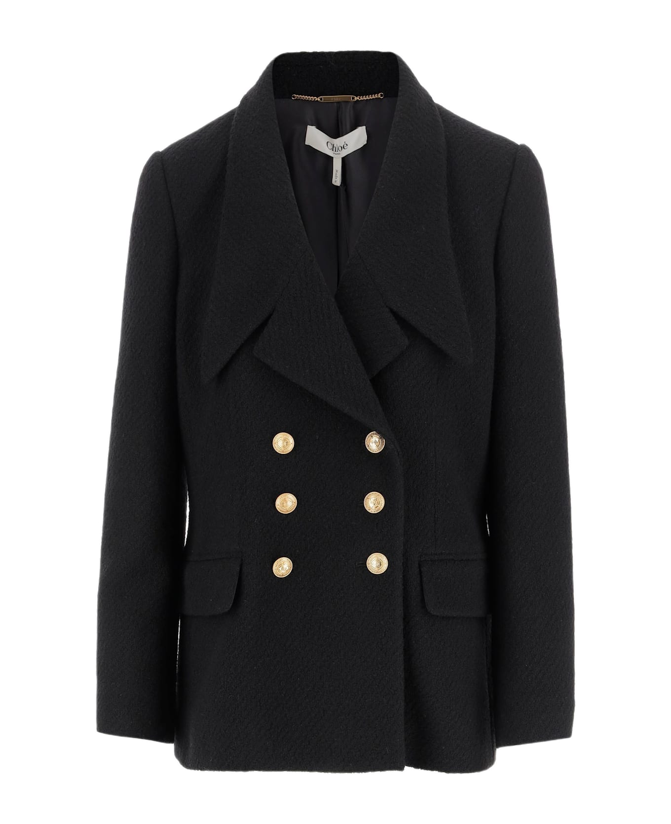 Chloé Double-breasted Bouclé Wool Jacket - Black