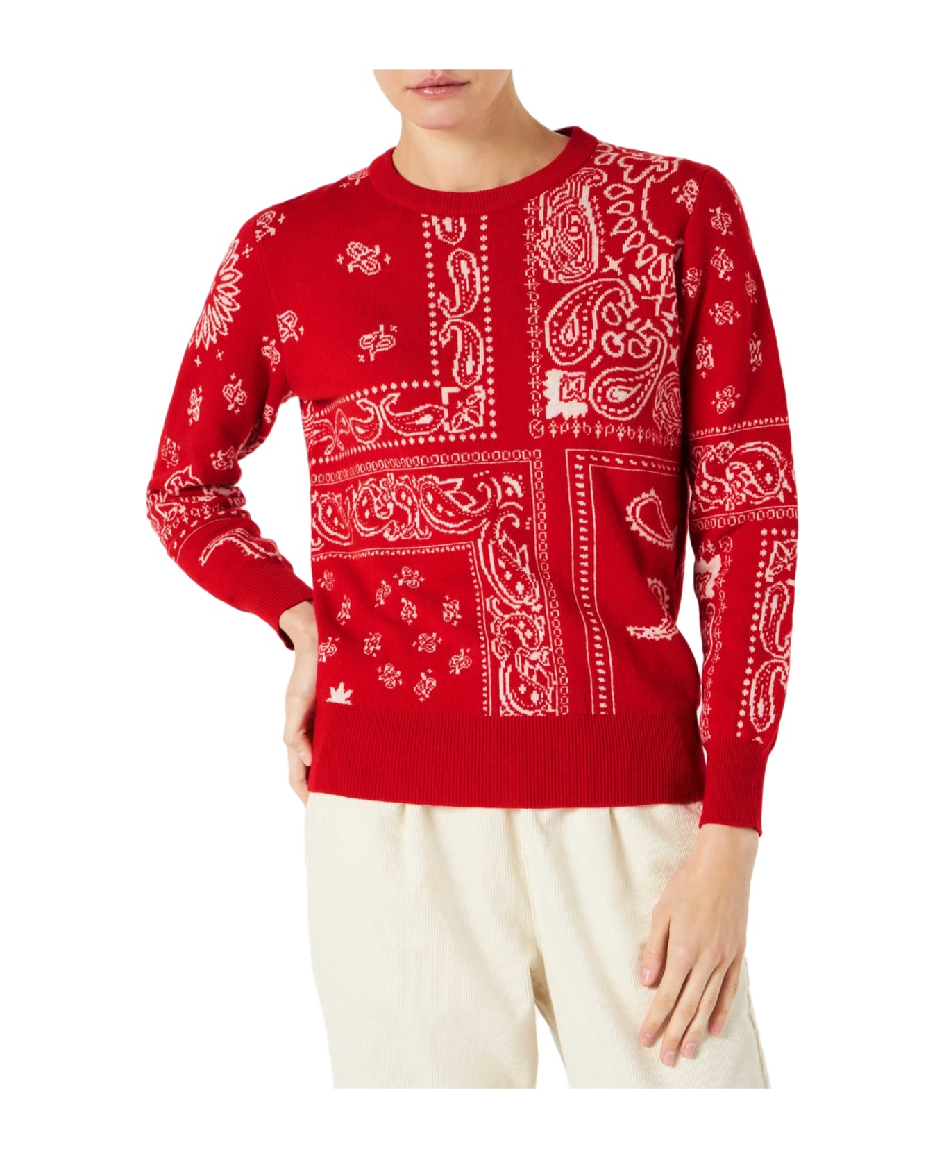MC2 Saint Barth Woman Sweater With Red Bandanna Print - RED