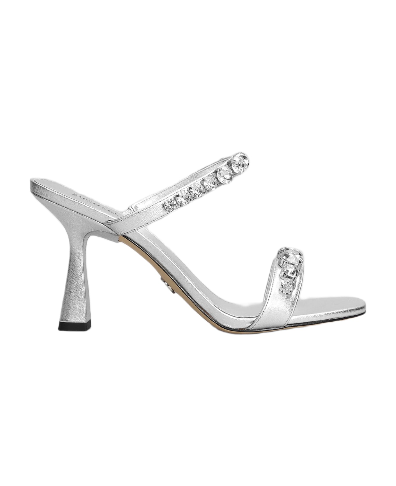 Michael Kors Clara Sandals In Silver Leather - Argento