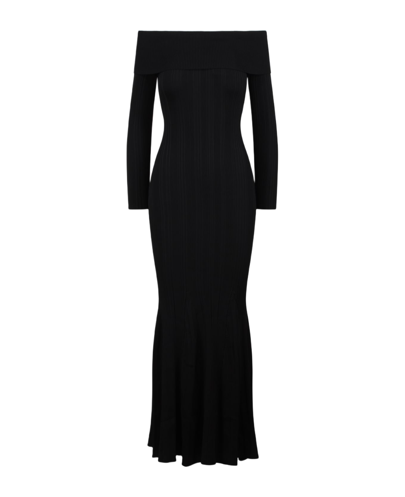 self-portrait Ribbed Knit Maxi Dress - Black