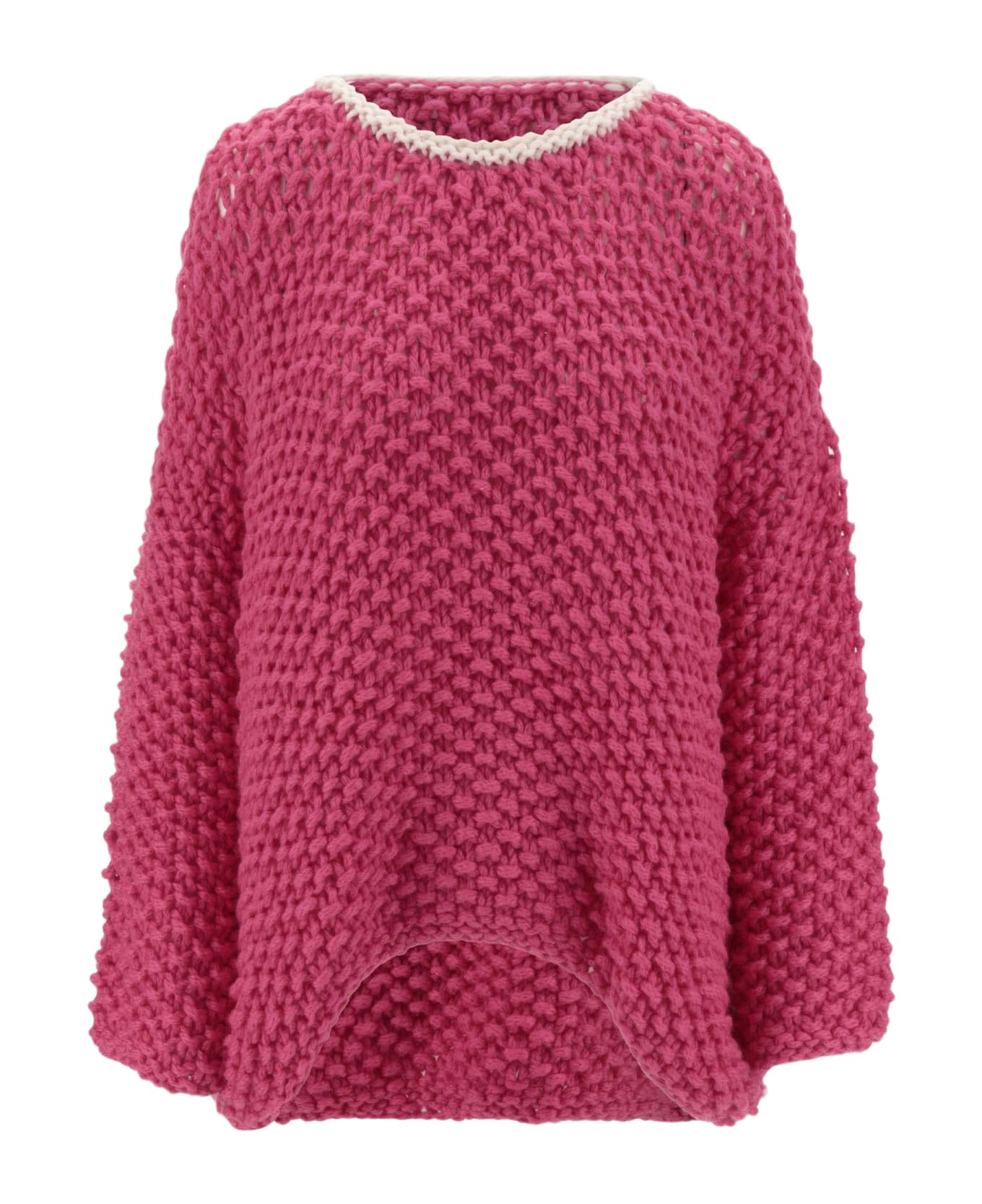 Evyinit Merino Wool Blend Sweater With Contrasting Edges - Fuchsia