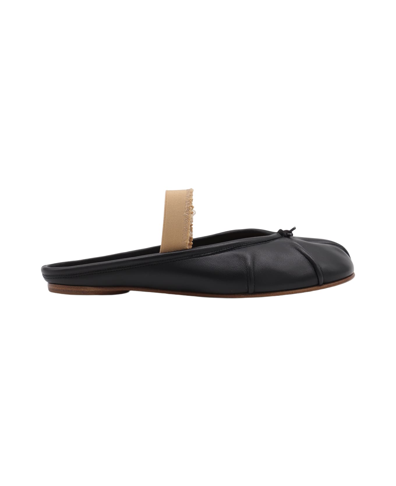 Maison Margiela Black Leather Tabi Flats - Black