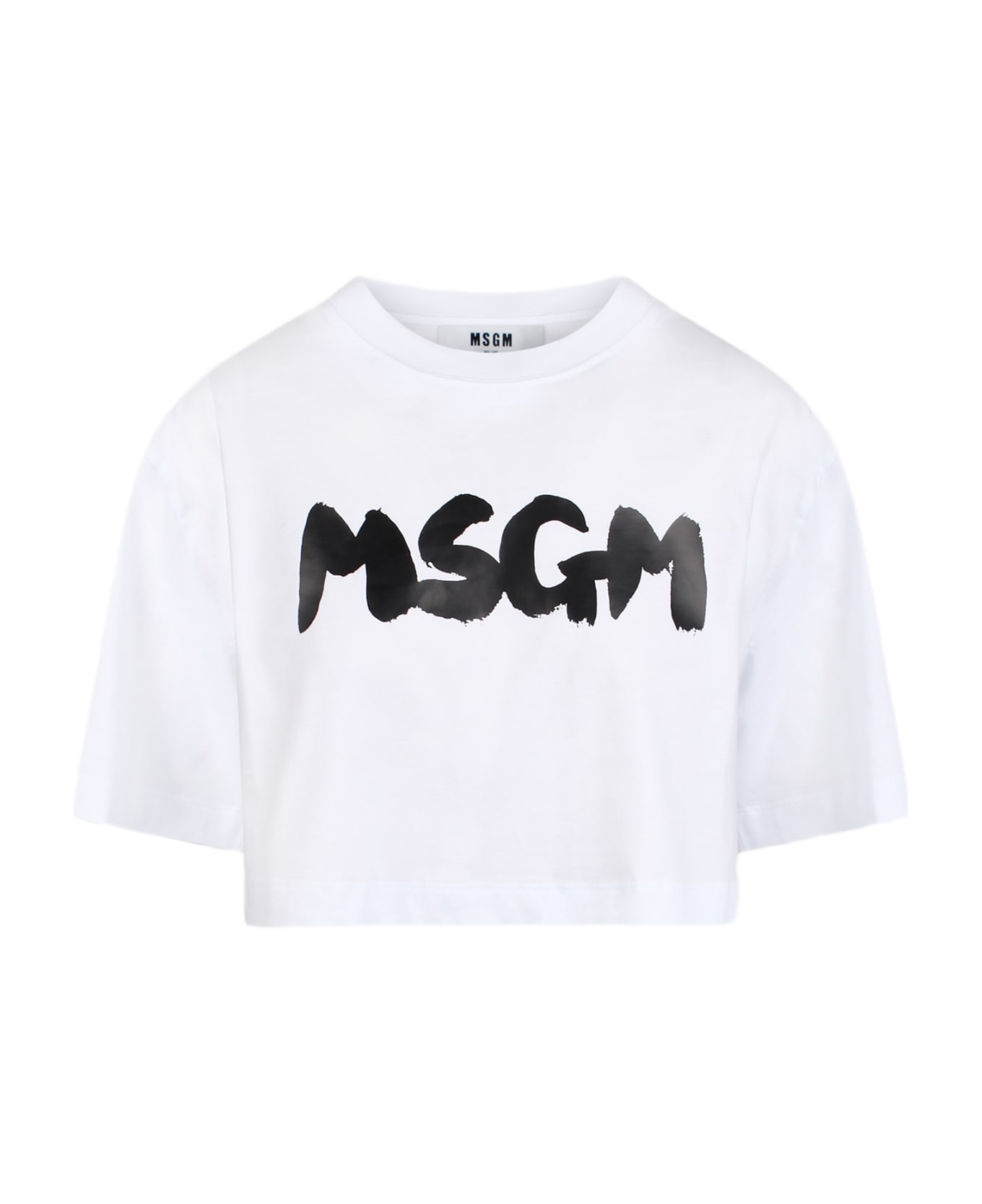 MSGM Logo-print Cropped T-shirt Tシャツ