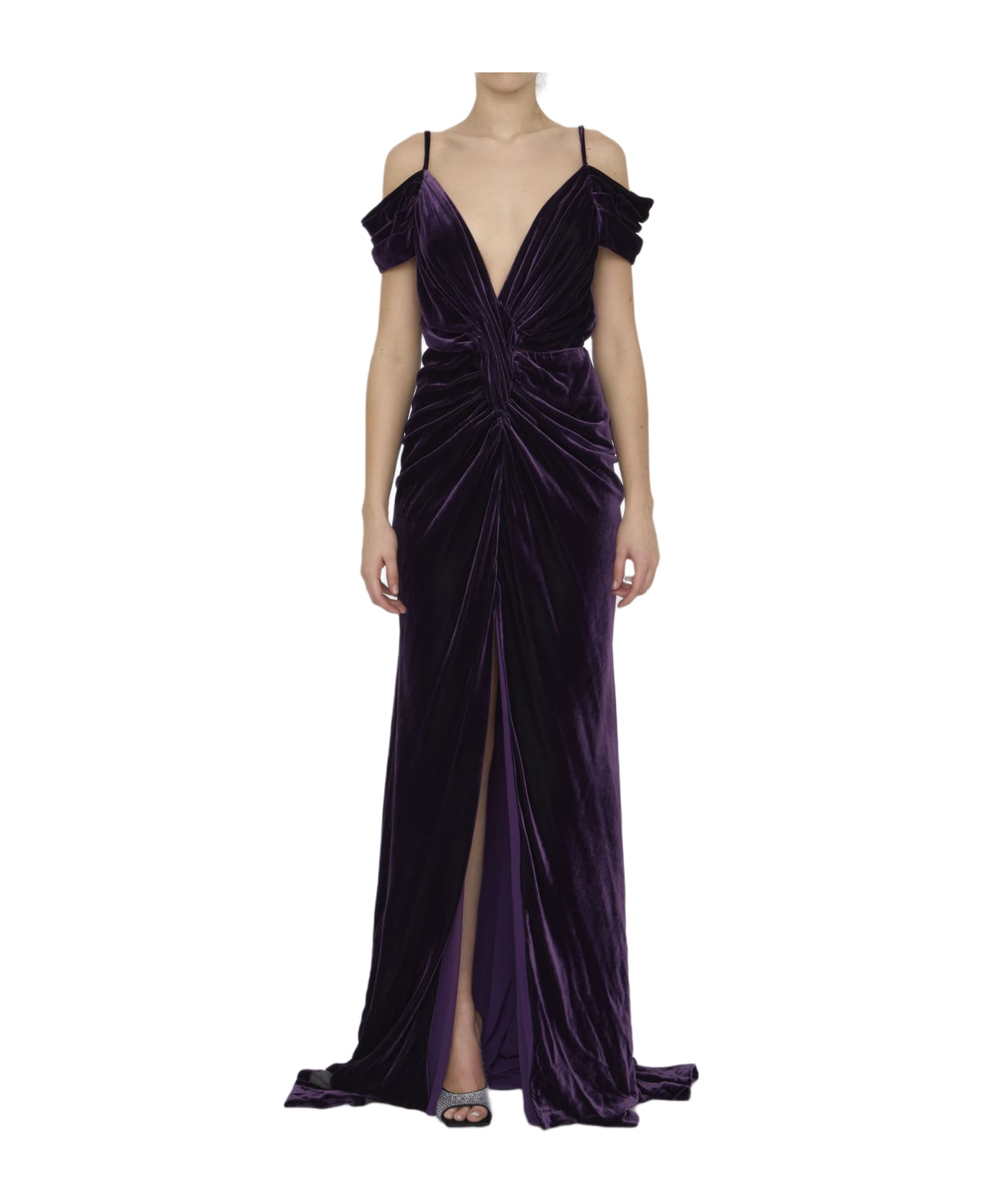 Costarellos Violet Velvet Dress - PURPLE