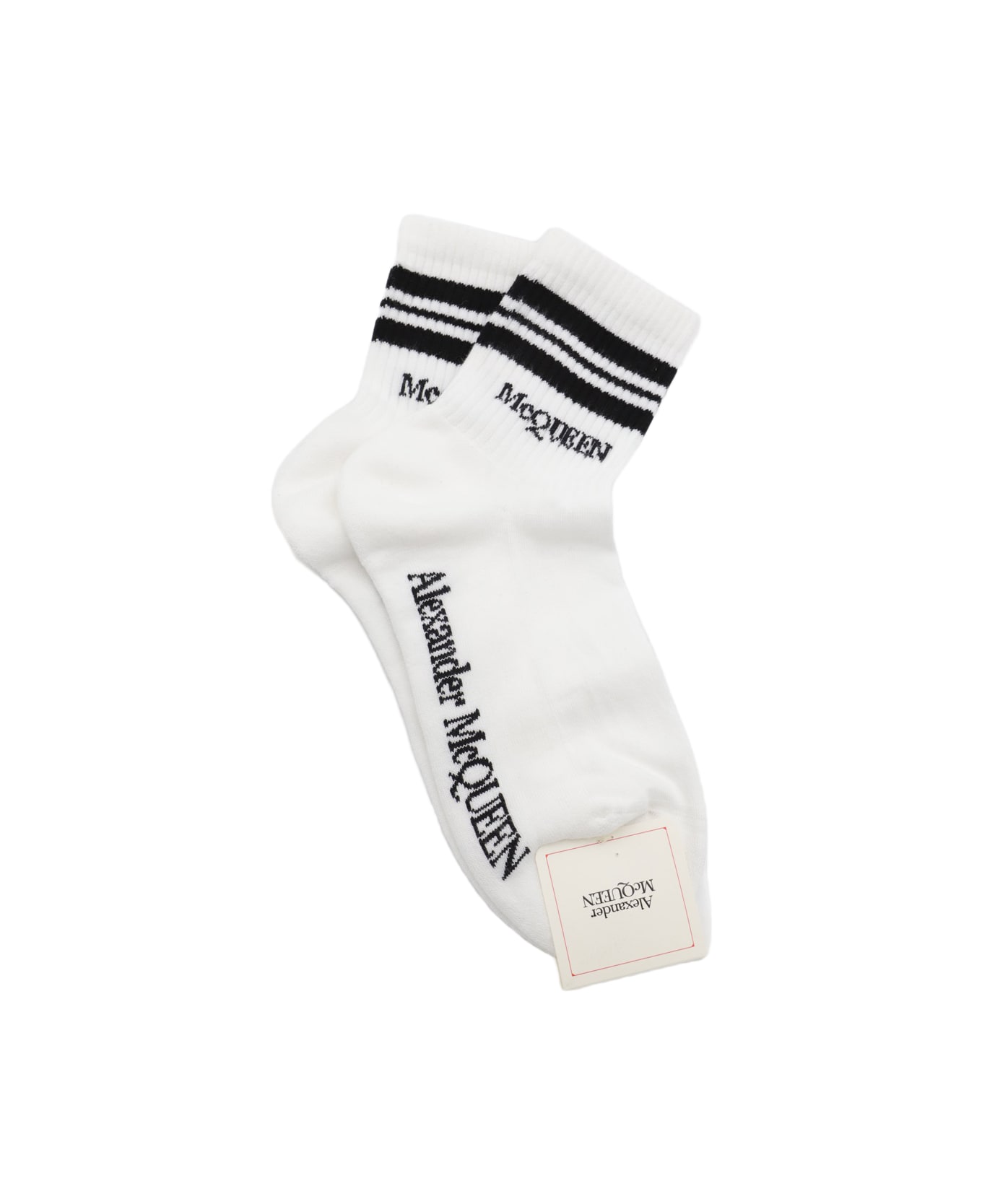 Alexander McQueen Logo Intarsia-knit Socks - White