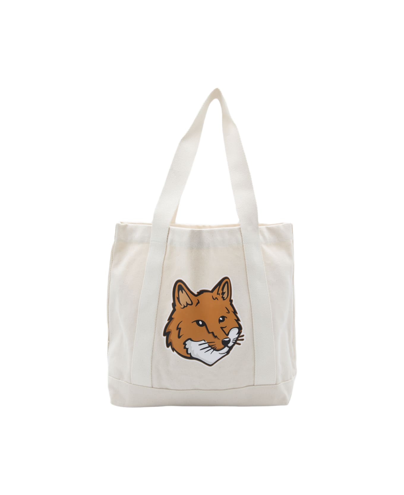 Maison Kitsuné Ecru Cotton Fox Head Tote Bag - Beige トートバッグ