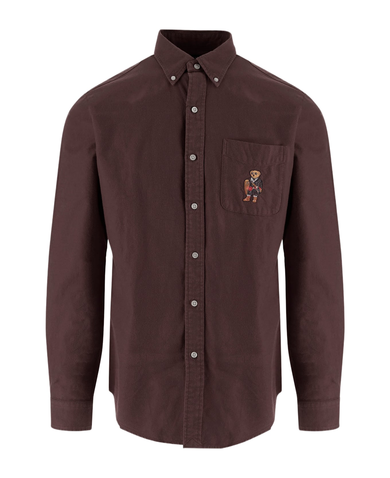 Polo Ralph Lauren Cotton Shirt With Polo Bear Embroidery - Brown