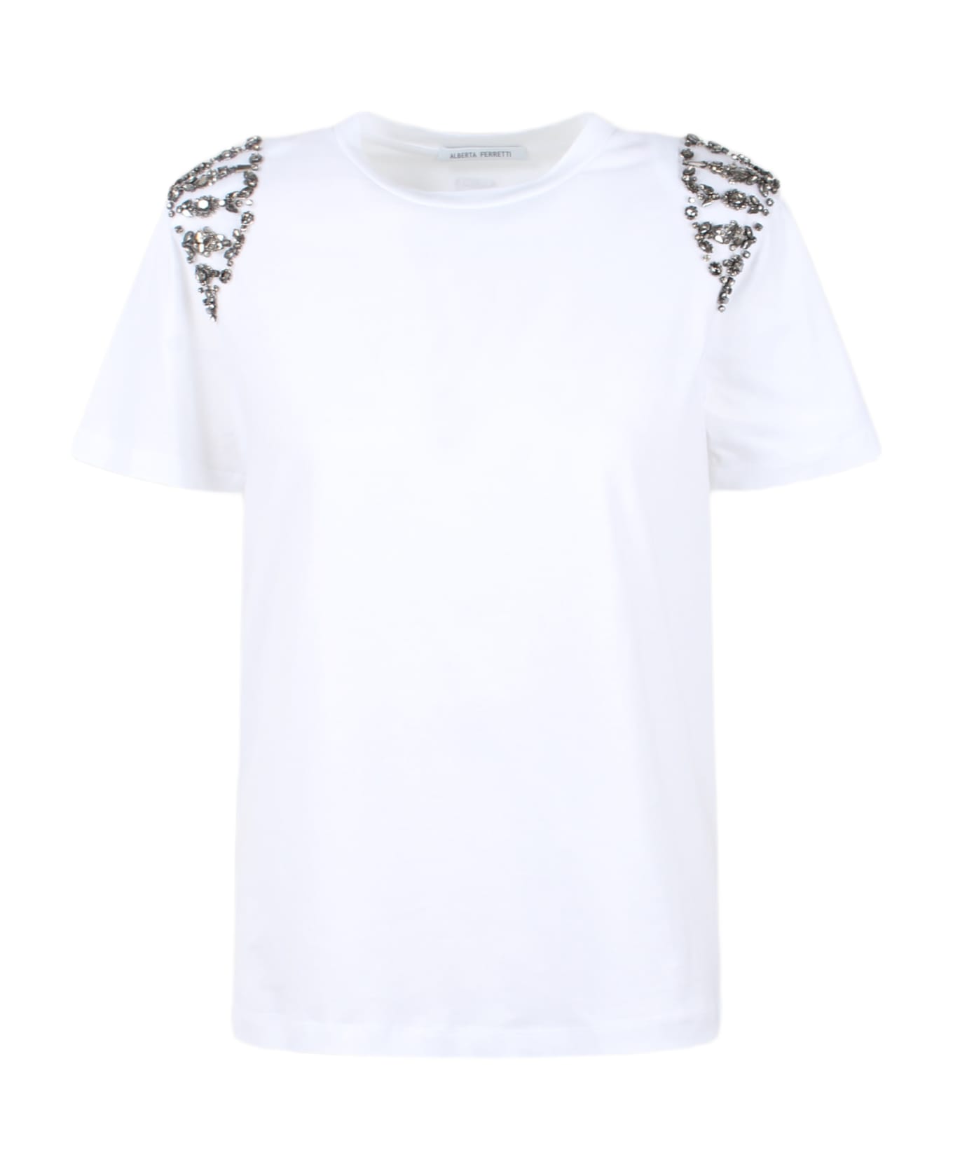 Alberta Ferretti Embroidered Cotton T-shirt - White