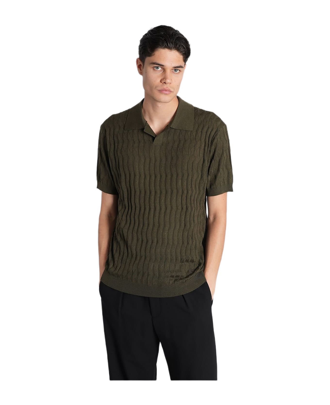 Emporio Armani Polo In Green Acrylic - green