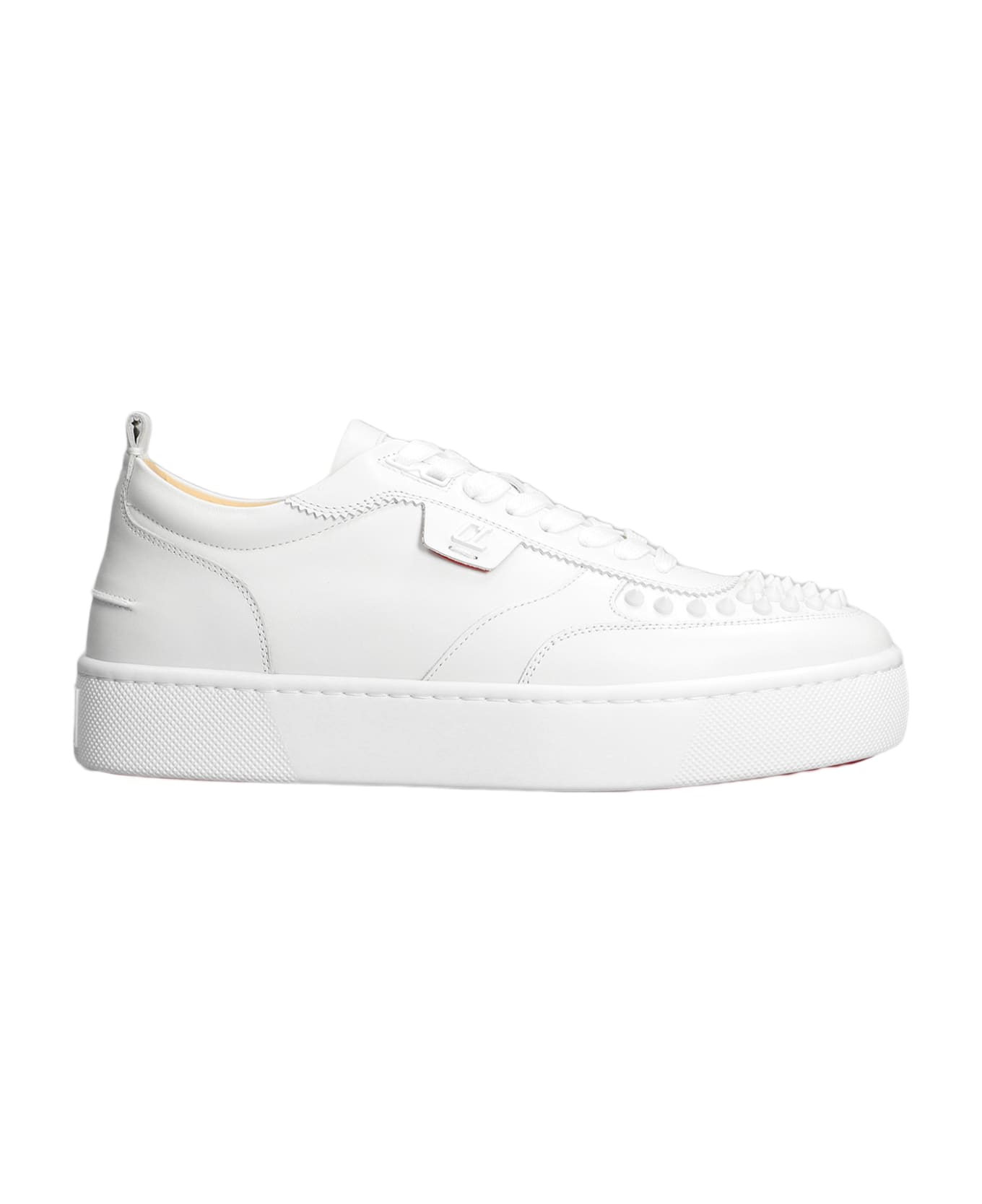 Christian Louboutin Happyrui Spikes Sneakers In White Leather - white