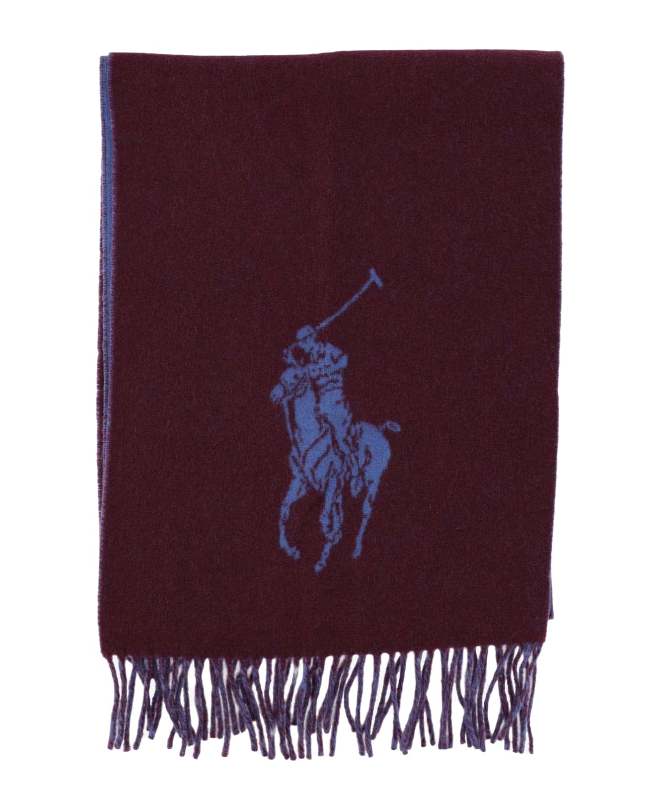Polo Ralph Lauren Wool Blend Scarf With Logo - Blue