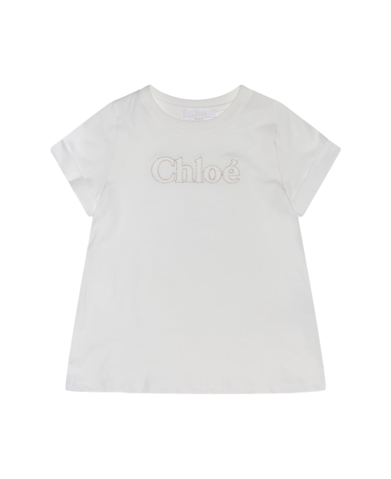 Chloé White Cotton Tshirt - Beige