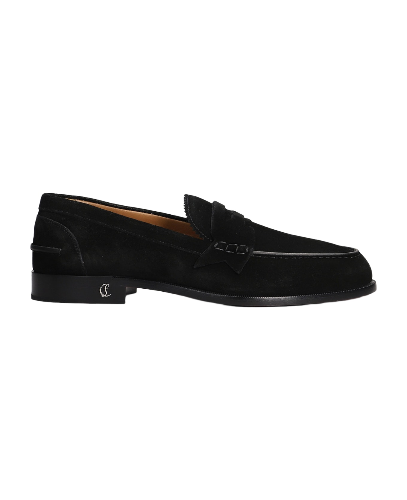 Christian Louboutin No Penny Loafers In Black Suede - black