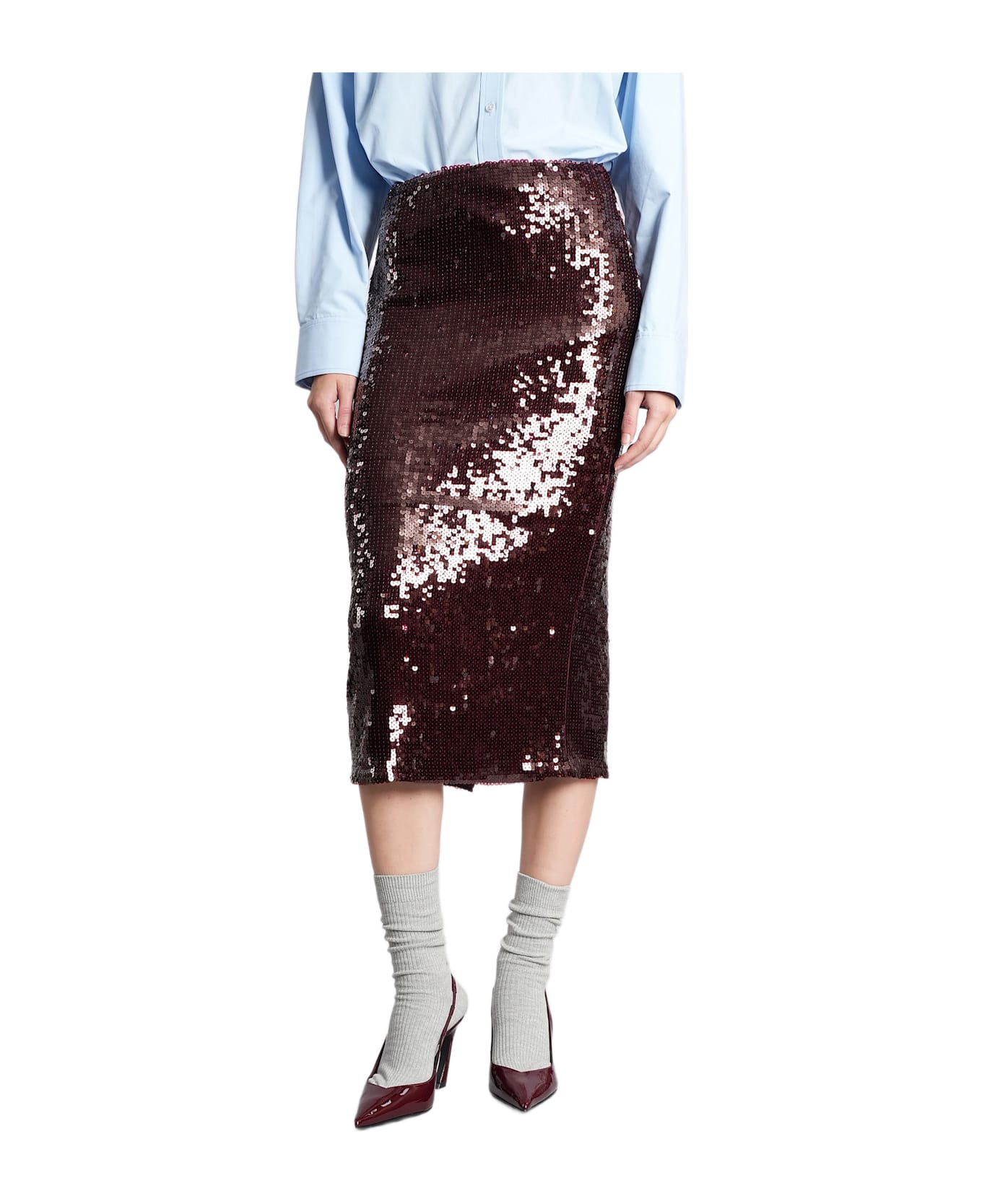 Rotate by Birger Christensen Skirt In Bordeaux Polyamide - bordeaux