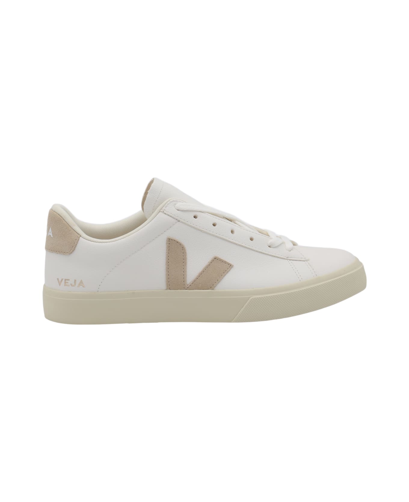 Veja White And Beige Leather Campo Sneakers - EXTRA-WHITE_ALMOND