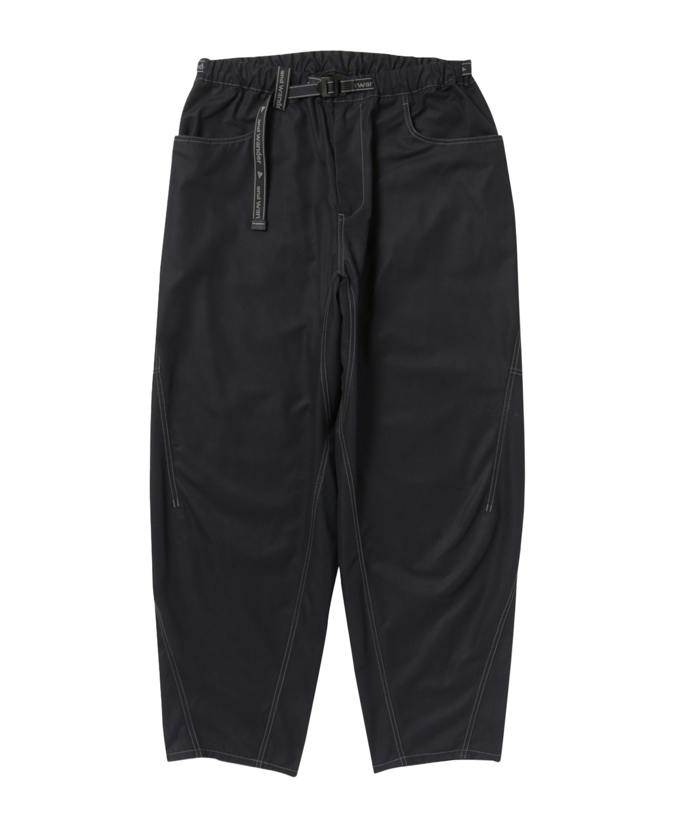 And Wander Black High Count Cloth Wide Pants - Black