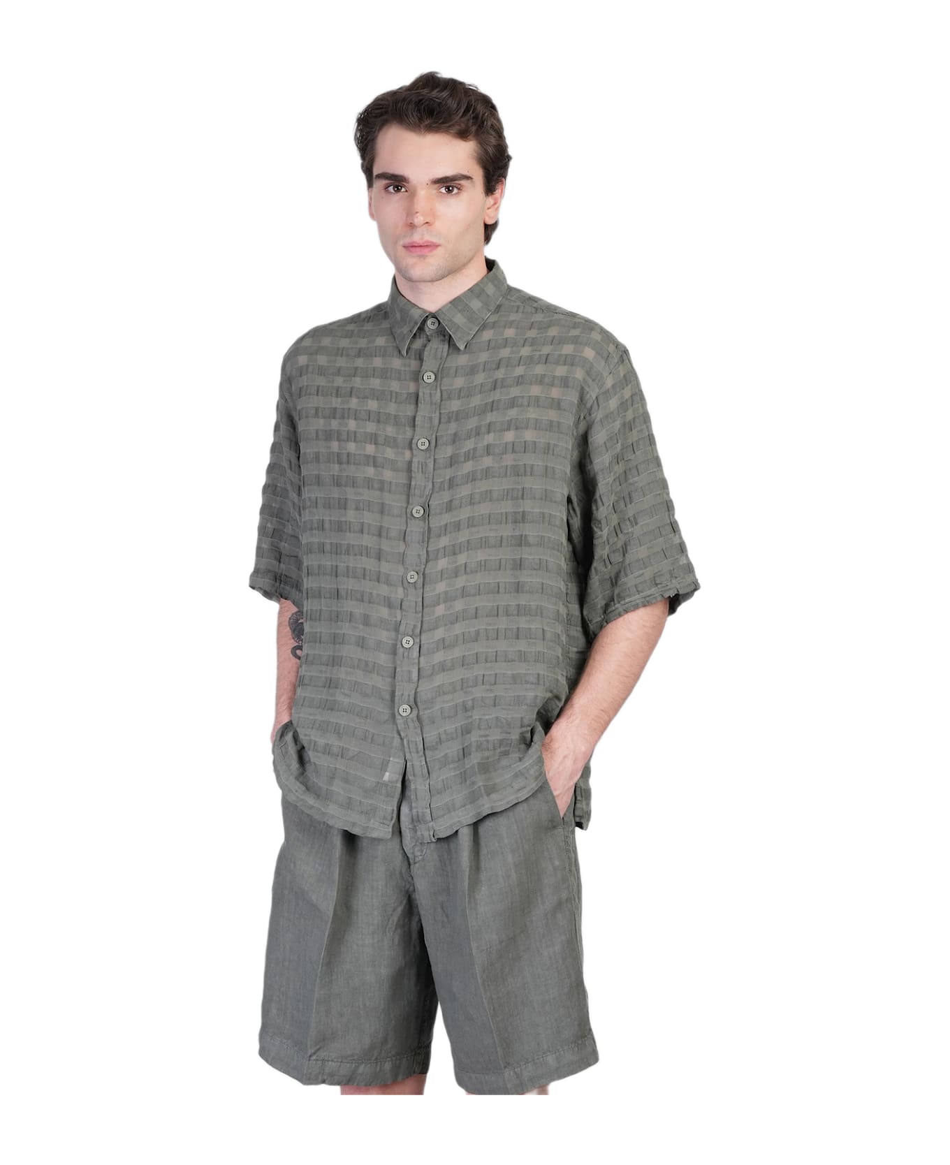 costumein Stefano Shirt In Green Linen - green