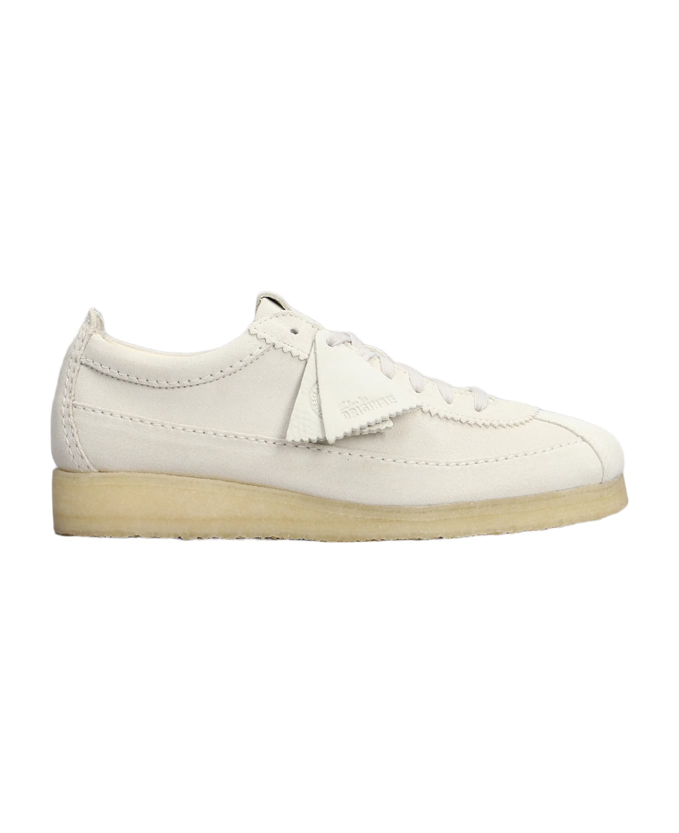Clarks Wallabee Tor Lace Up Shoes In White Suede - white