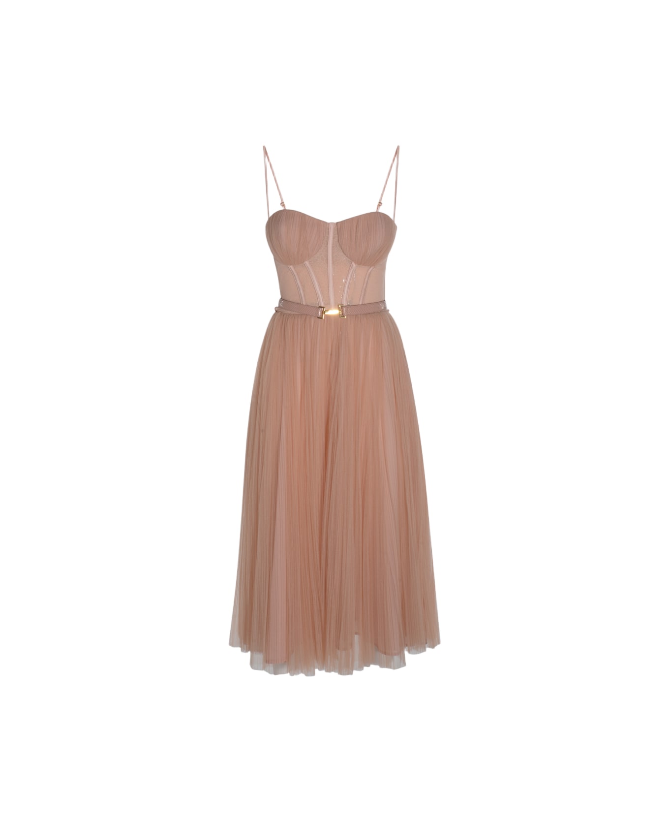 Elisabetta Franchi Pink Midi Dress - Nude