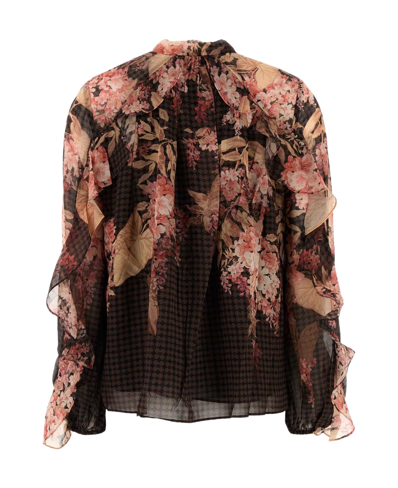 Zimmermann Printed Crepe Illuminate Blouse - BLACKFLORAL