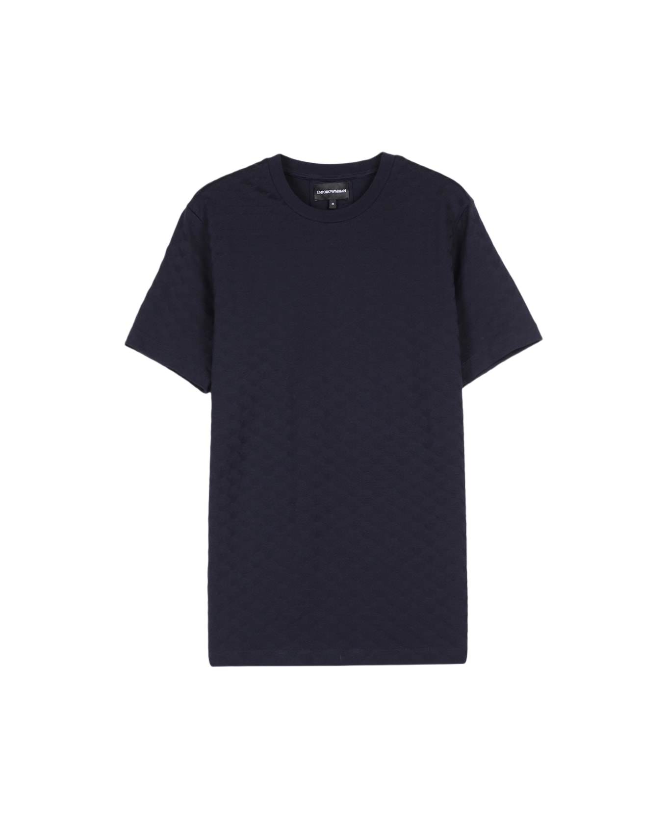 Emporio Armani T-shirt Blue Cotton T-shirt With Jacquard Logo Pattern - Blue シャツ