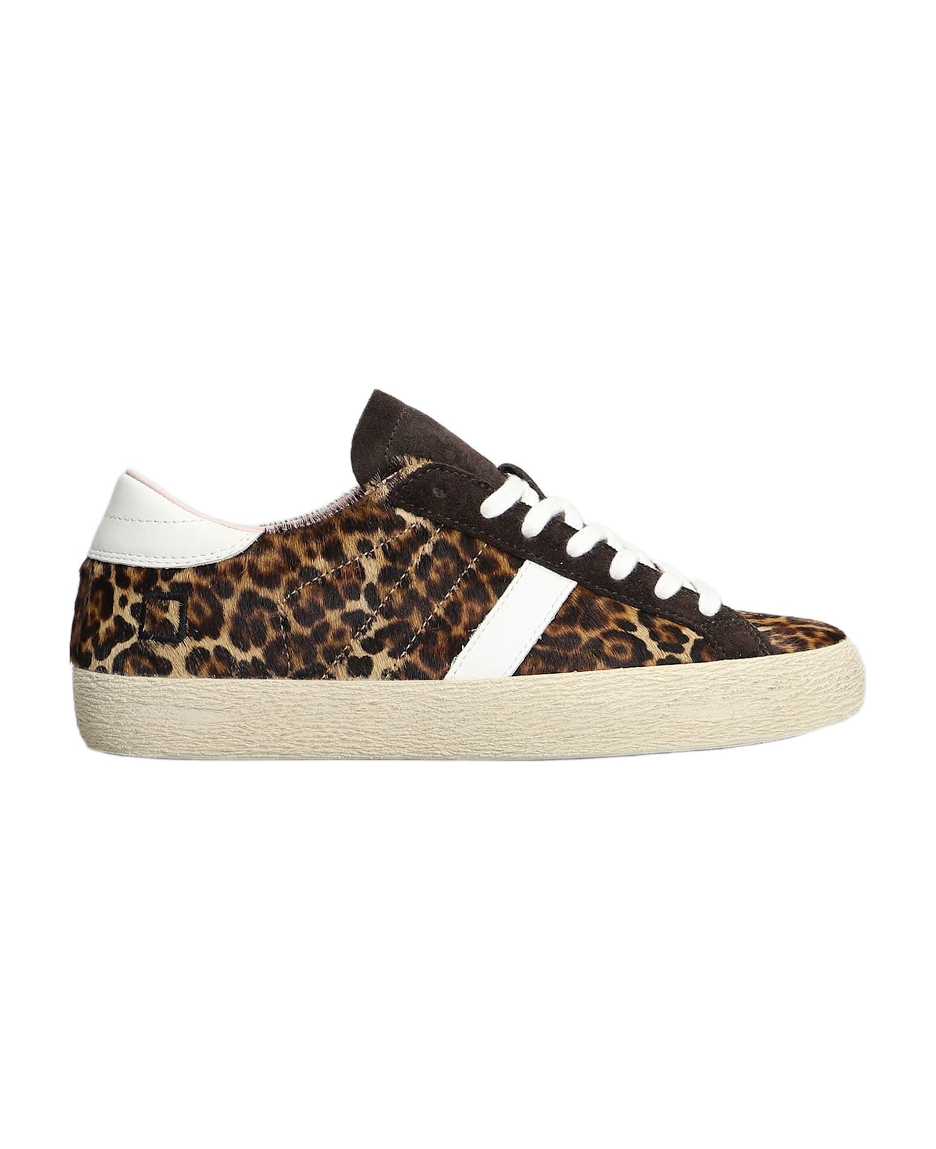 D.A.T.E. Hill Low Leopard Sneakers In Animalier Suede And Fabric - Animalier