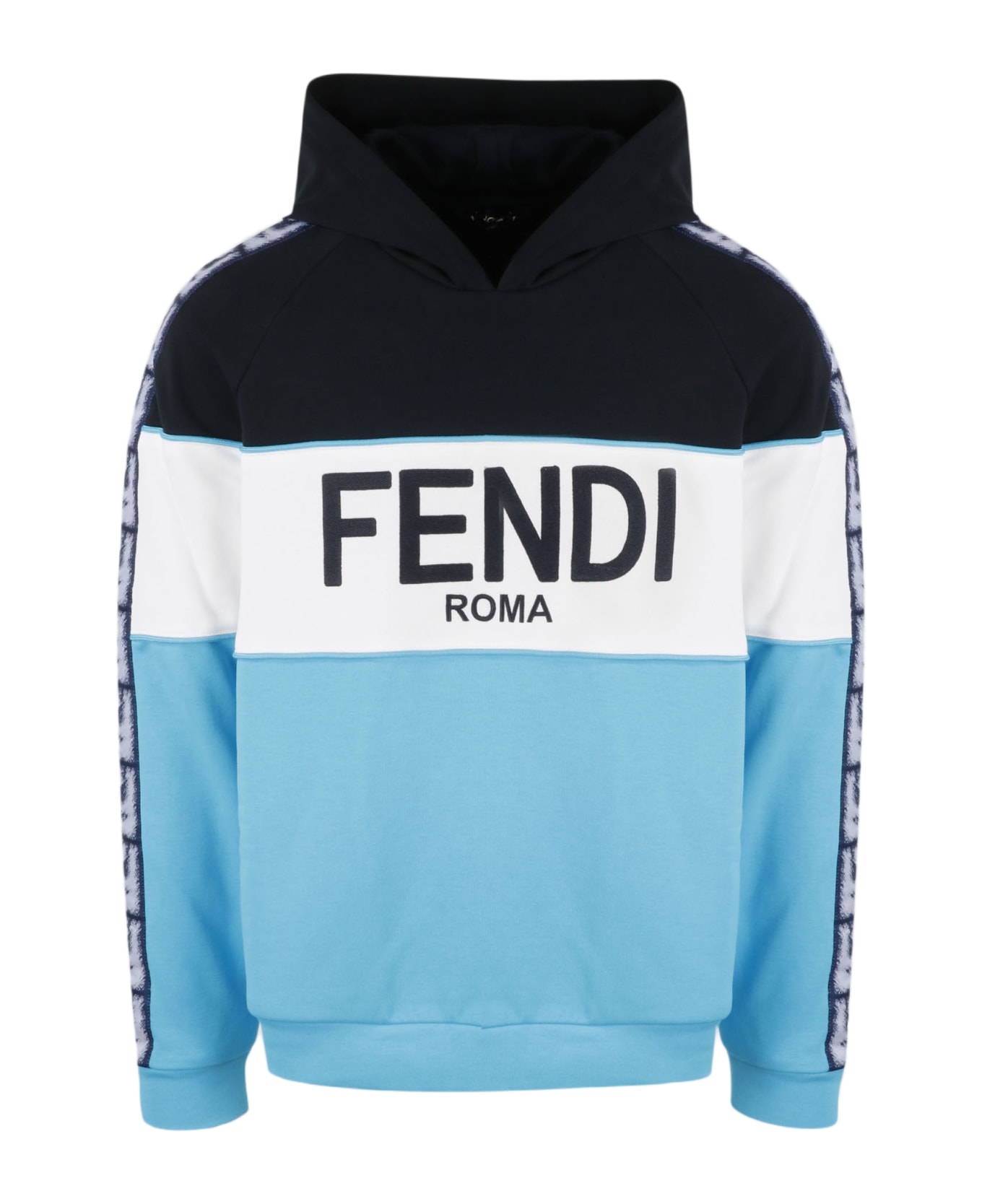 Fendi Logo Jersey Hoodie - NAVY