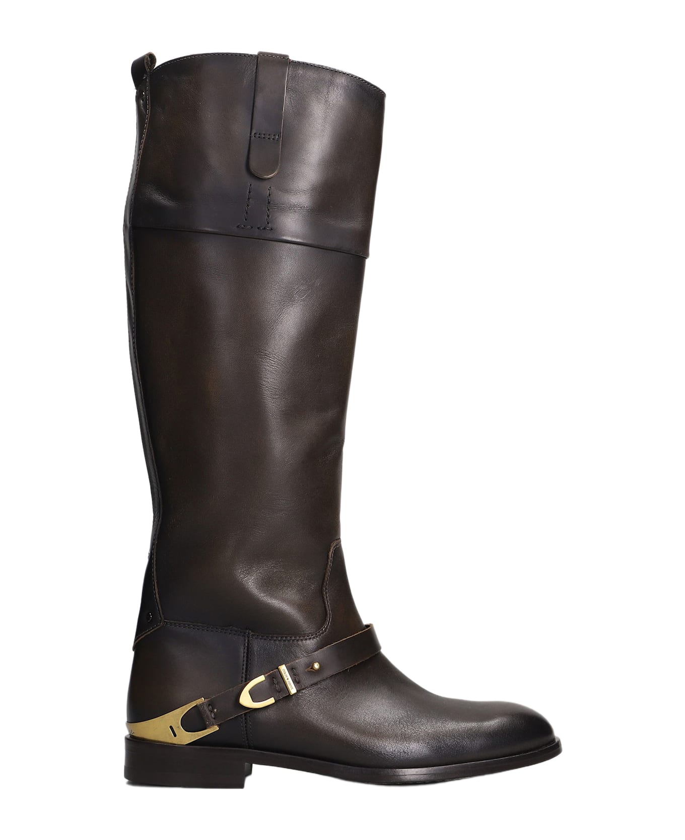 Golden Goose Charlie Low Heels Boots In Brown Leather - brown