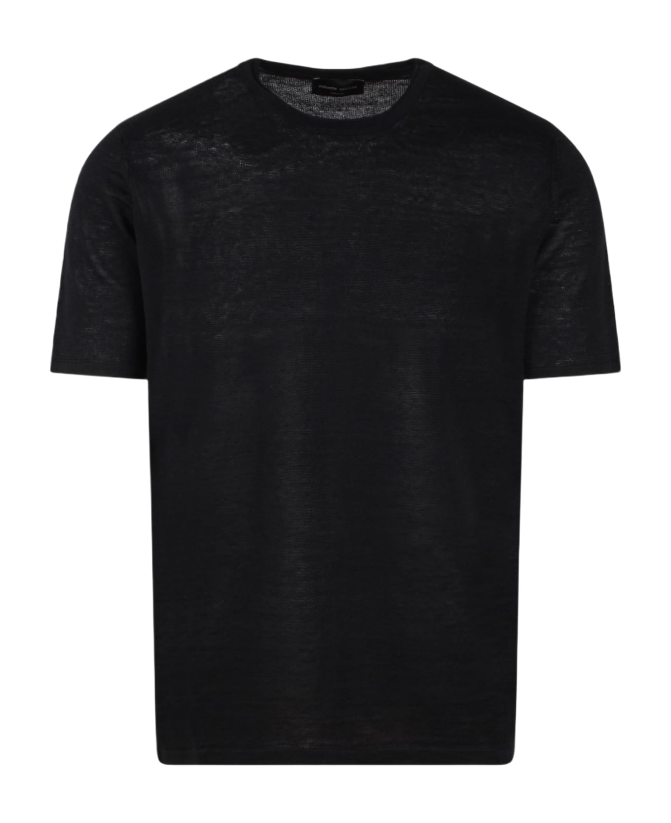 Roberto Collina Linen Knit Short Sleeve T-shirt - Black