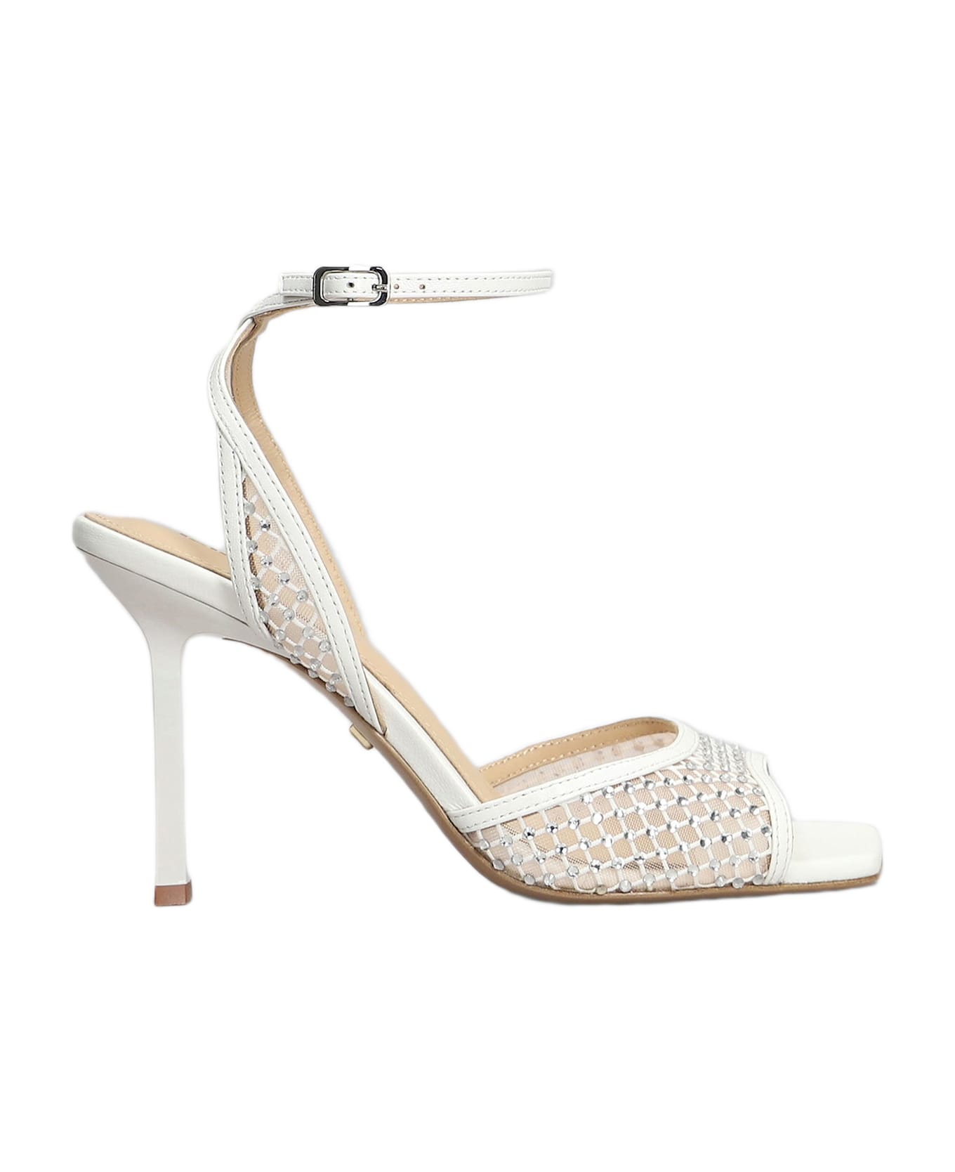 Lola Cruz Carmen 95 Sandals In White Leather And Fabric - white