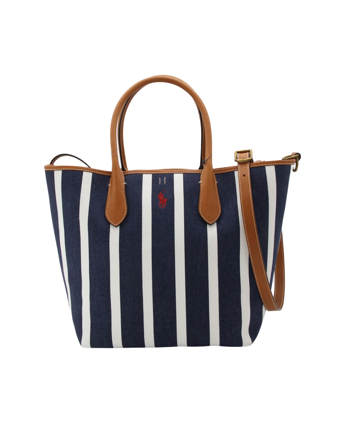 Polo Ralph Lauren Blue And White Cotton Tote Bag - NAVY-BIANCO