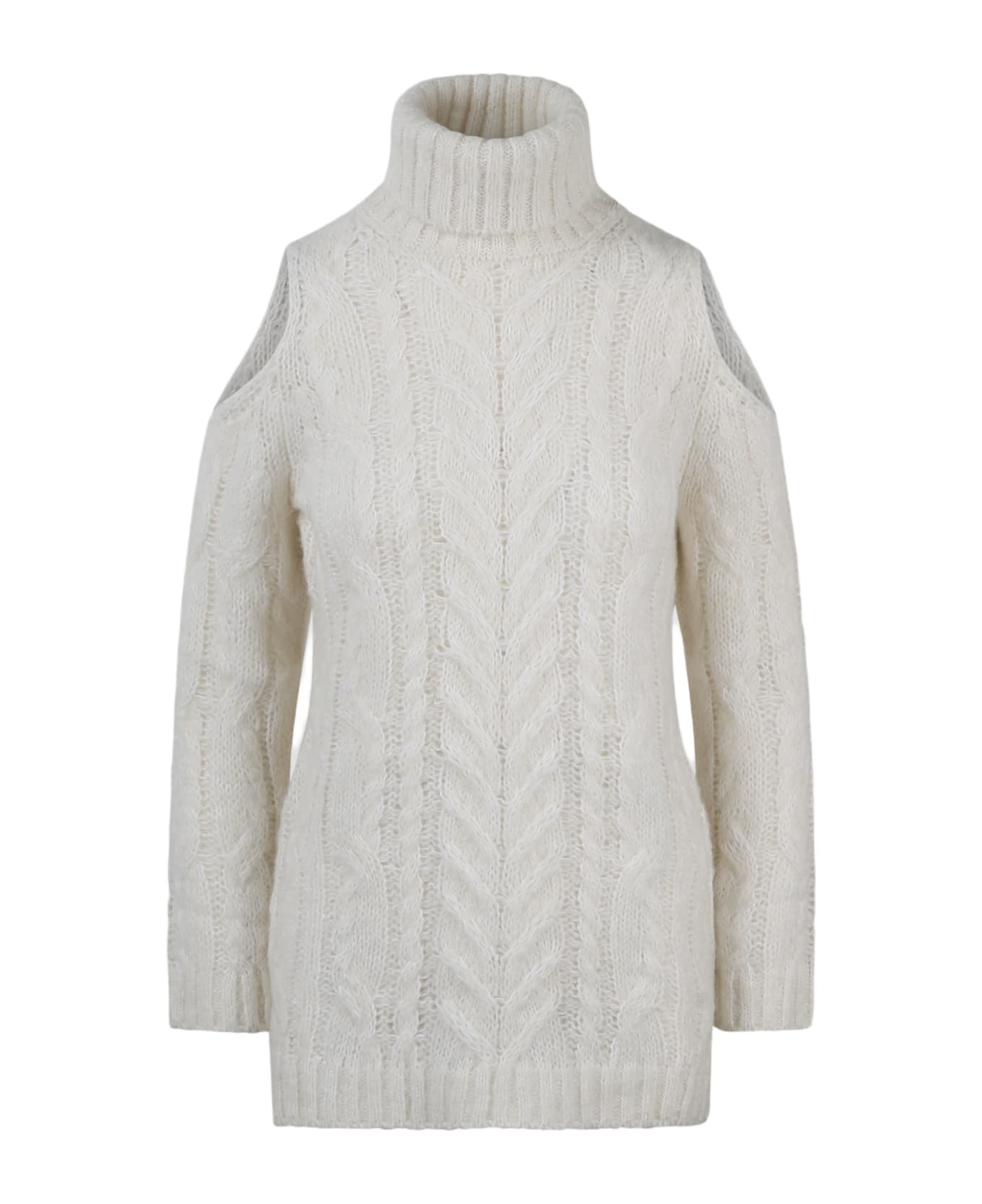 Parosh Alpaca Cable Sweater - White