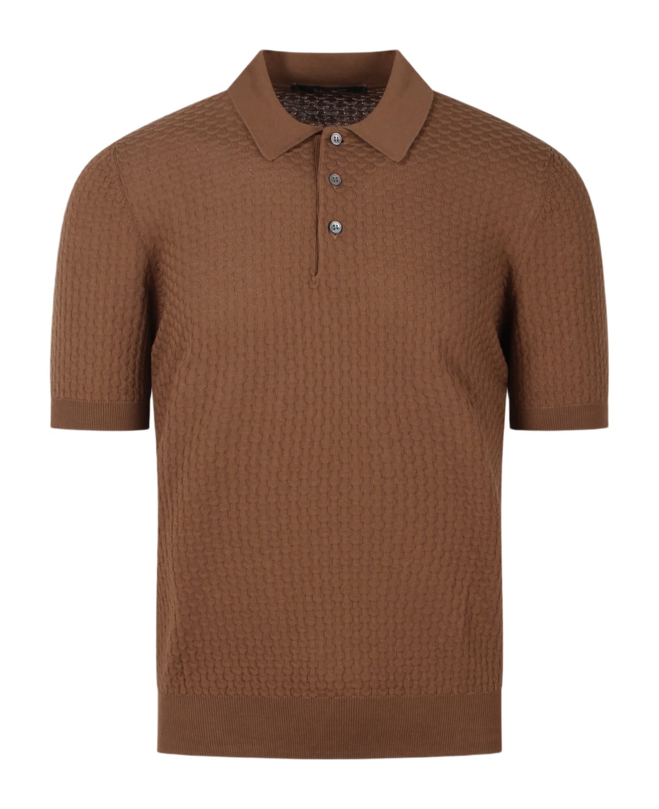 Tagliatore 3d Knit Polo Shirt - Brown