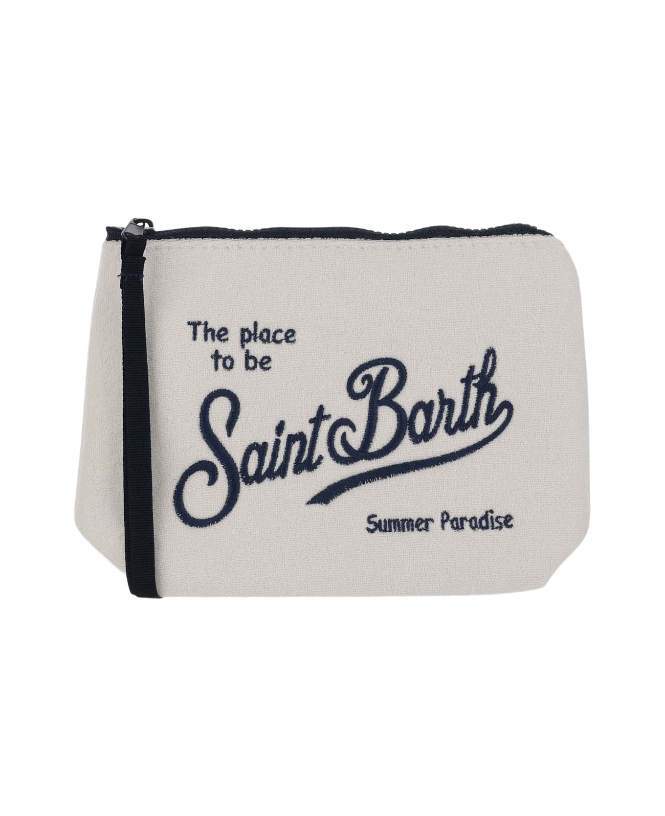 MC2 Saint Barth Fabric Clutch Bag With Logo - White