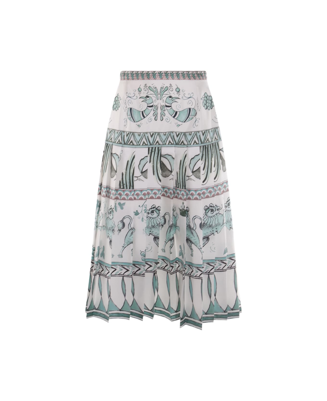Fabiana Filippi White Silk Skirt - BIANCO/OTTANIO/VERDE